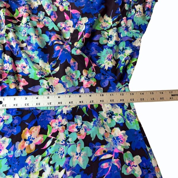 Yumi Kim 100% Silk Wrap Dress Women XS Blue Floral 3/4 Sleeve Cottagecore Garden - Picture 10 of 13